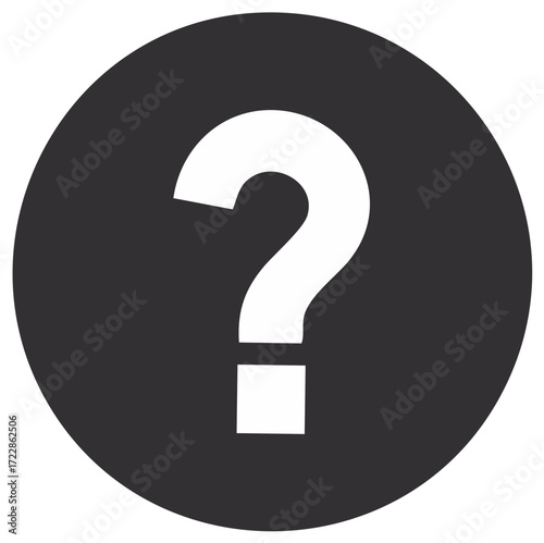 Question Mark Symbol: White Question Mark Inside a Grey Circle - Symbol of Uncertainty and Queries