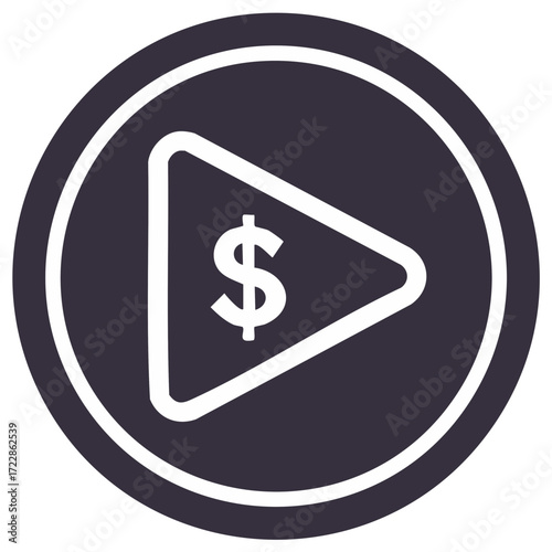 Play button with dollar sign icon representing video monetization and earnings