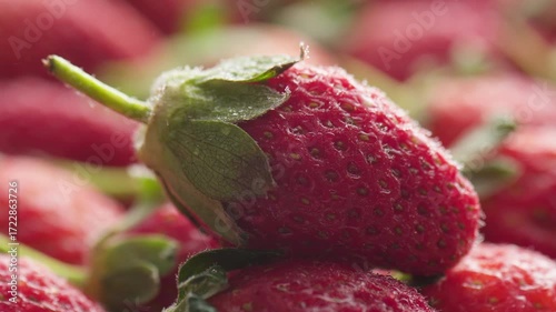 Fresh ripe strawberry washed with clear water