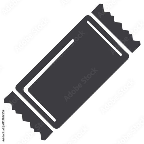 Sealed Dark Chocolate Bar Glyph Icon Candy Treat Packaged Snack Minimalist Vector Illustration