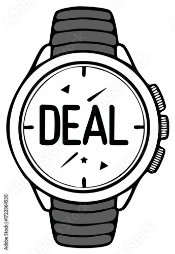 Stylish Wristwatch with Deal Imprinted on its Face Featuring a Band and Adjusters for Advertisements