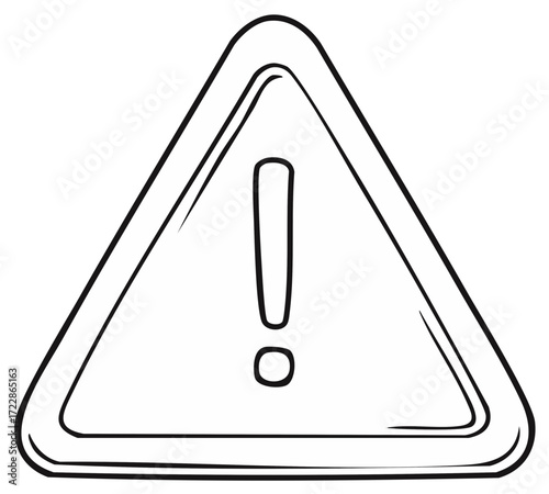 Black and White Triangular Warning Sign with Exclamation Mark