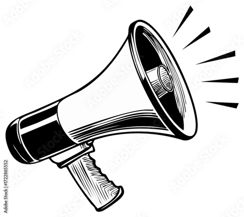Bold megaphone illustration for announcements and loud communication messages
