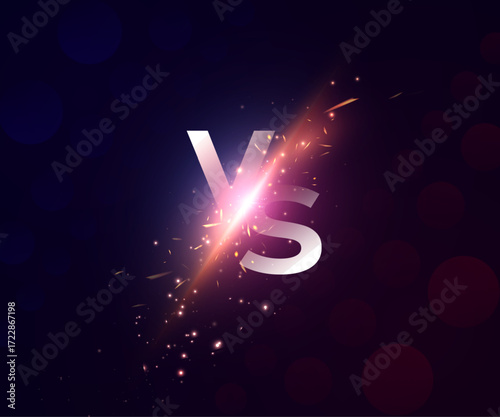 A vibrant lightning bolt with the letters "VS" on a dark background. An abstract design symbolizing fierce rivalry, perfect for sports tournaments, gaming battles, competition banners, and overlays.