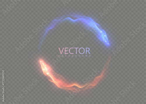 A fiery blue and orange yin-yang-style light circle symbolizing the opposition of the elements. A vector light effect for fantasy scenes, games, and futuristic designs.