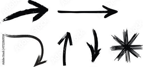 Black Brush Stroke Arrows
