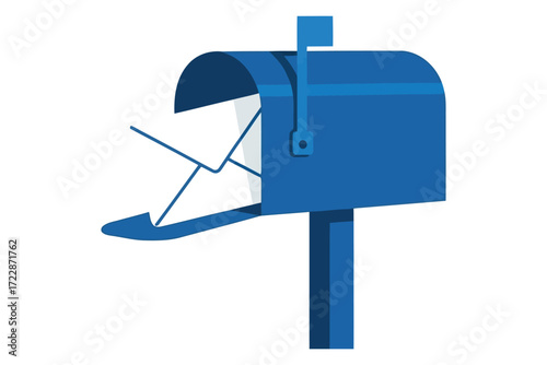 Vector art of blue mailbox with letters a symbol of communication, delivery, and correspondence, representing the exchange of messages and information