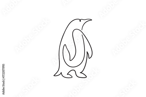 Vector illustration of a penguin in detailed style, isolated on white background, perfect for wildlife themes, Antarctic animals, winter designs, educational materials, logos, and creative projects