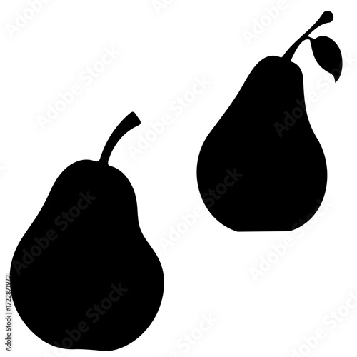 Silhouette of two pears in black on white background  