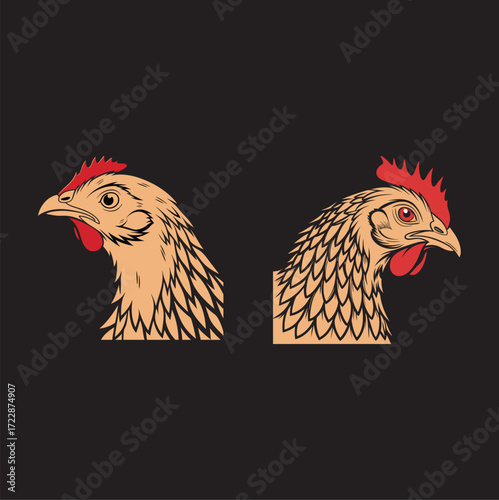  Hen Head silhouette Black White