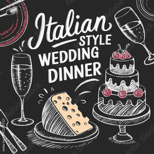  Italian style wedding dinner posters and placards