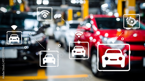 Smart cars connected via wireless network in a parking garage