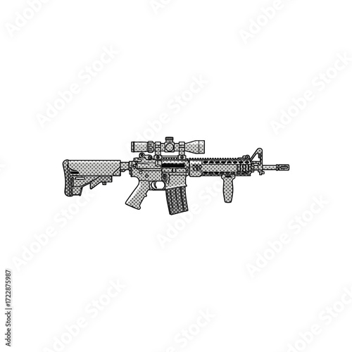 Rifle halftone icon logo flat vector design