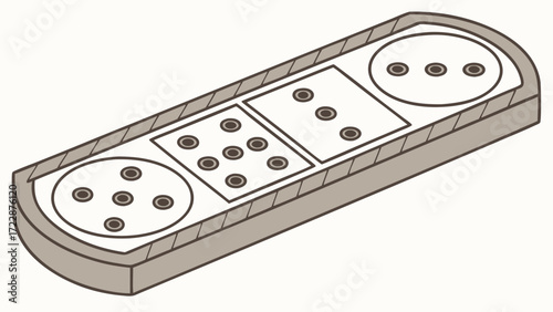 Detailed Illustration of a Power Strip with Multiple Electrical Outlets