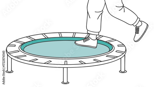 Persons Foot on a Mini Trampoline Exercising and Bouncing