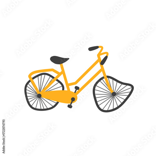 Illustration of a broken bicycle. Illustration of a yellow bicycle