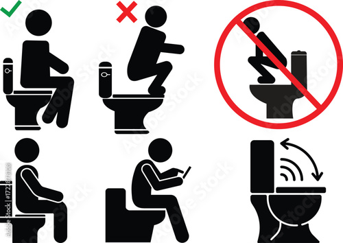 Sit properly on the toilet seat