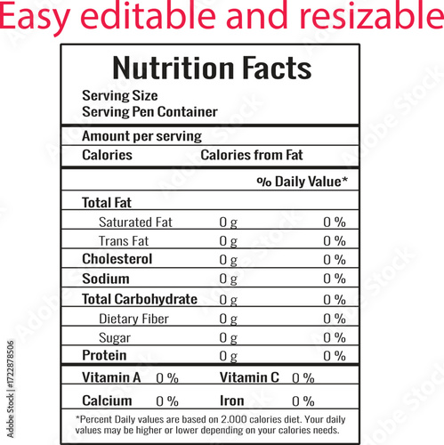 Supplement facts and vitamin fact nutrition facts template