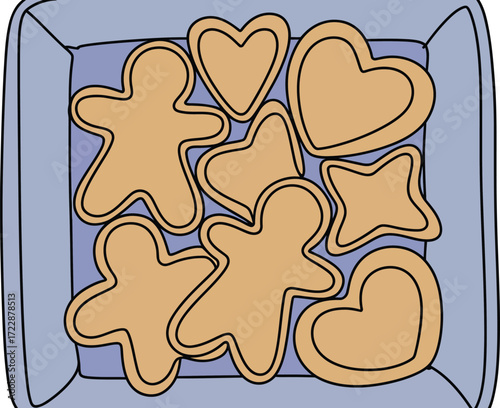 Festive gingerbread cookies in various charming shapes, ready for holiday celebrations
