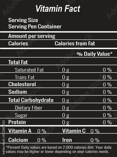 vitamin and nutrition facts template