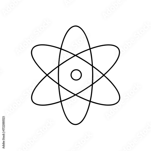 Simple atom structure outline on transparent background
