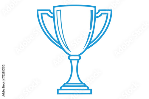 Vector art of a blue trophy icon symbolizes achievement, victory, and success, perfect for awards, sports, and recognitionthemed designs, conveying excellence and triumph