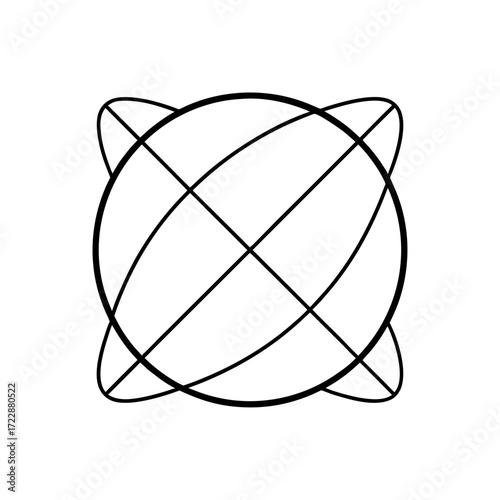 Abstract sphere with thin lines on transparent background