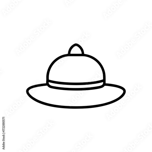 Outline of a pith helmet icon on transparent background