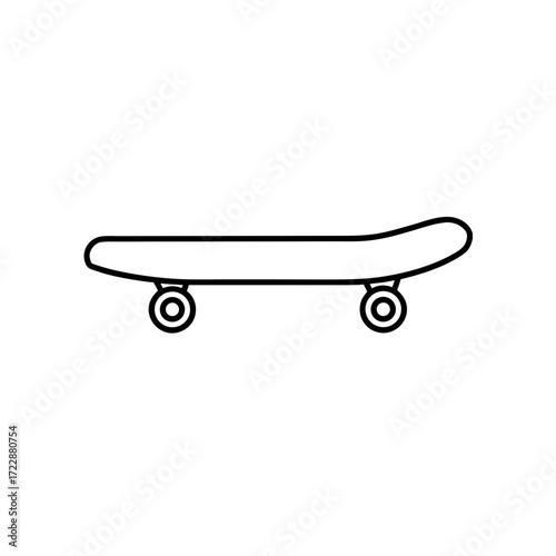 Outline drawing of skateboard on transparent background