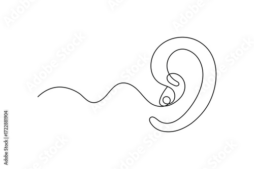 Ear symbol one line art minimalist outline vector isolated abstract design illustration
