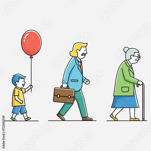 Life's Journey A Symbolic Representation of the Stages of Human Existence from Childhood to Seniority