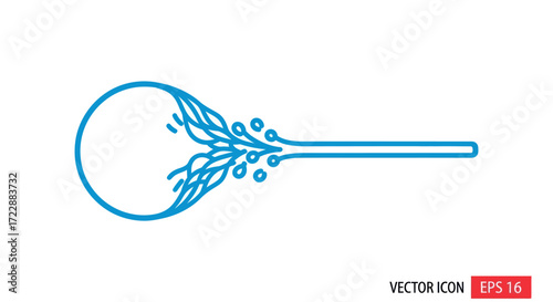 Schematic representation of human eye, anatomical illustration with optic nerve