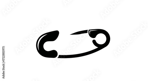 Simple elegance: Stylized black safety pin illustration on white background minimalism