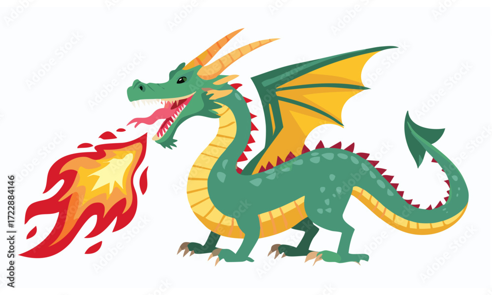 Fototapeta premium green dragon on white background
