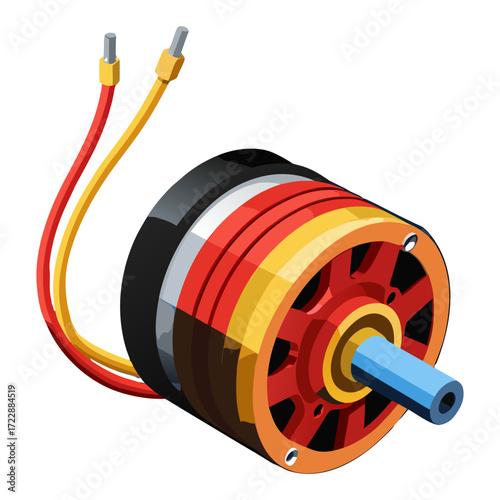Brushless DC Motor. BLDC Drone Motor. Electric RC Robotics Engine Illustration.
