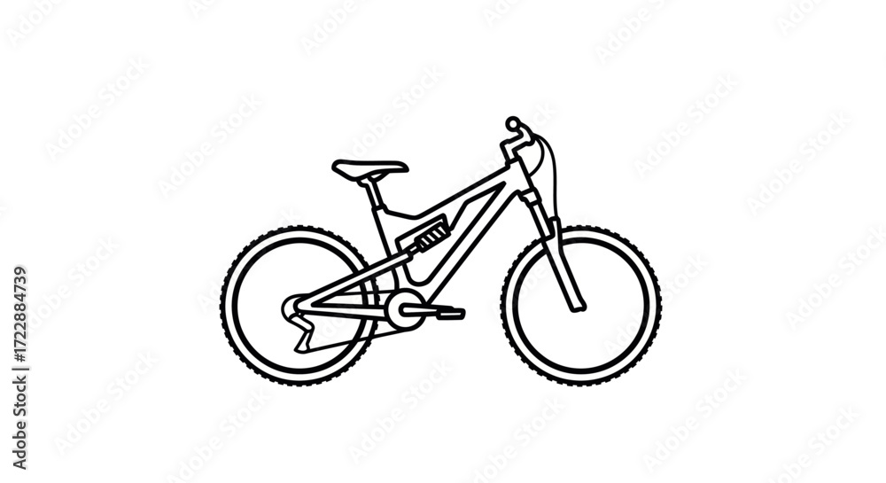 Fototapeta premium Stylized mountain bike illustration with a modern outline design for outdoor enthusiasts