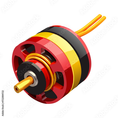 Brushless DC Motor. BLDC Drone Motor. Electric RC Robotics Engine Illustration.