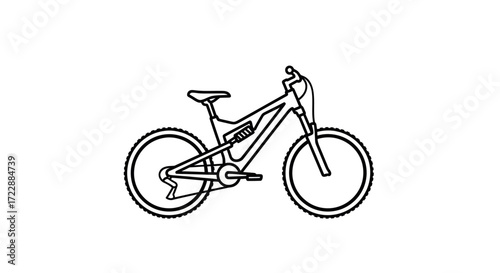 Stylized mountain bike illustration with a modern outline design for outdoor enthusiasts