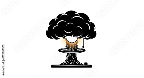 Whimsical mushroom cloud lamp illuminating creative space with atomic humor decor