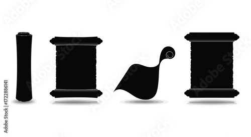 Black spools of thread in various positions showing sewing supplies for crafting and design projects vector