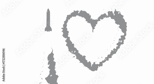 A graphic expression of fondness for space exploration using a rocket symbol and heart shape