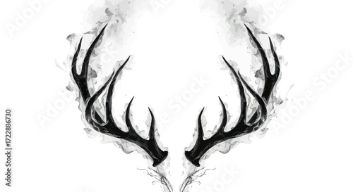 Abstract stag antlers with smoky effect isolated against clean white background perfect for design