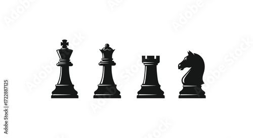 Iconic chess pieces king queen rook knight representing strategy and tactics in a game vector