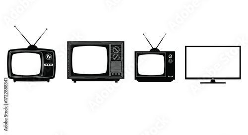 Evolution of television sets from vintage analog to modern flat screen displays vector