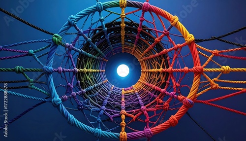 Colorful rope tunnel, vibrant