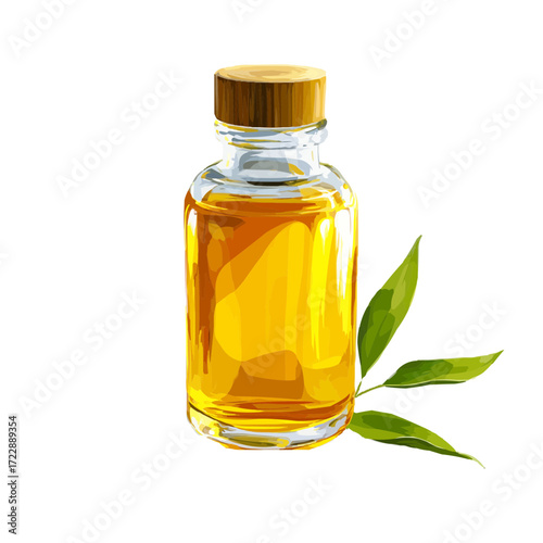 vector illustration, isolate, bottle of massage oil