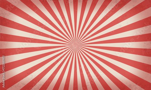 Retro striped background with grunge texture. Vintage backdrop for circus or festival. Vector illustration.