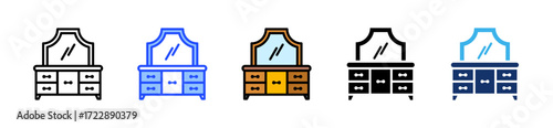 Elegant Dresser Icon Collection With Multiple Styles