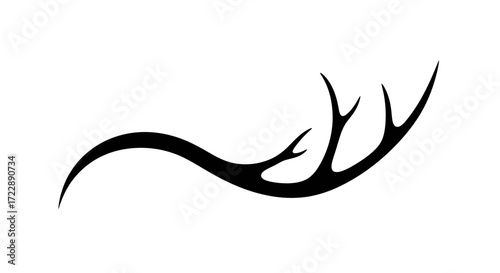 Intricate silhouette of stylized antler with sweeping curved lines in monochrome art form