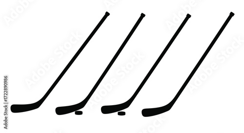 Four hockey sticks arranged diagonally showing different curves and angles for sport vector